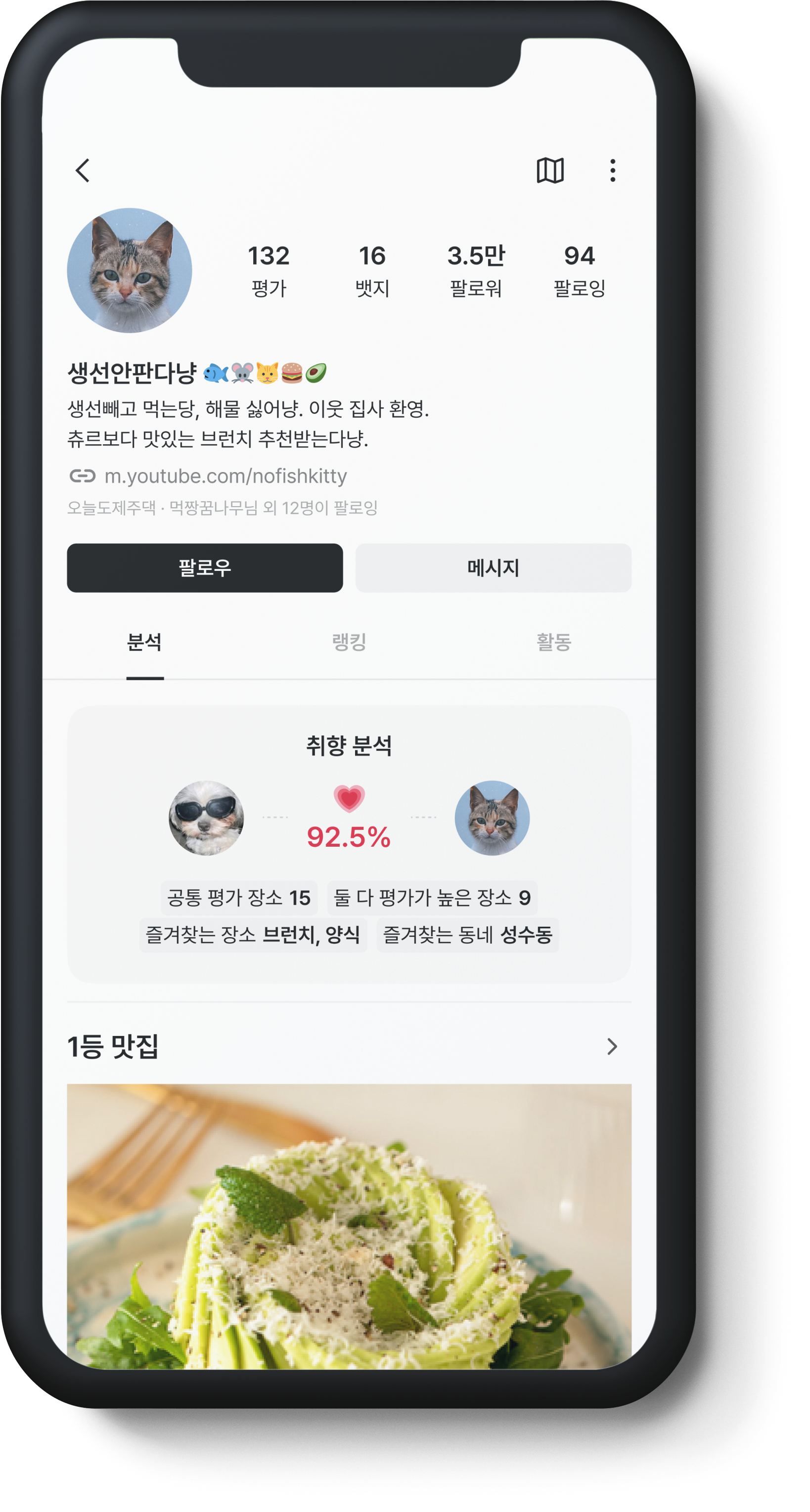 스크린샷 - 냠 프로필 분석